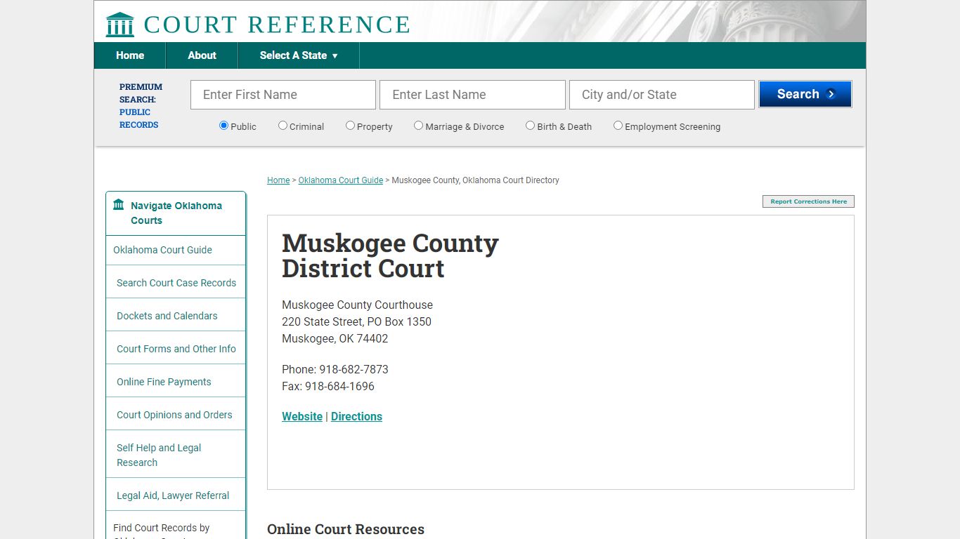 Muskogee County District Court - CourtReference.com