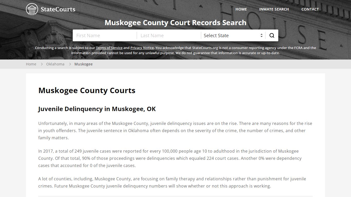 Muskogee County, OK Courts - Records & Cases - StateCourts